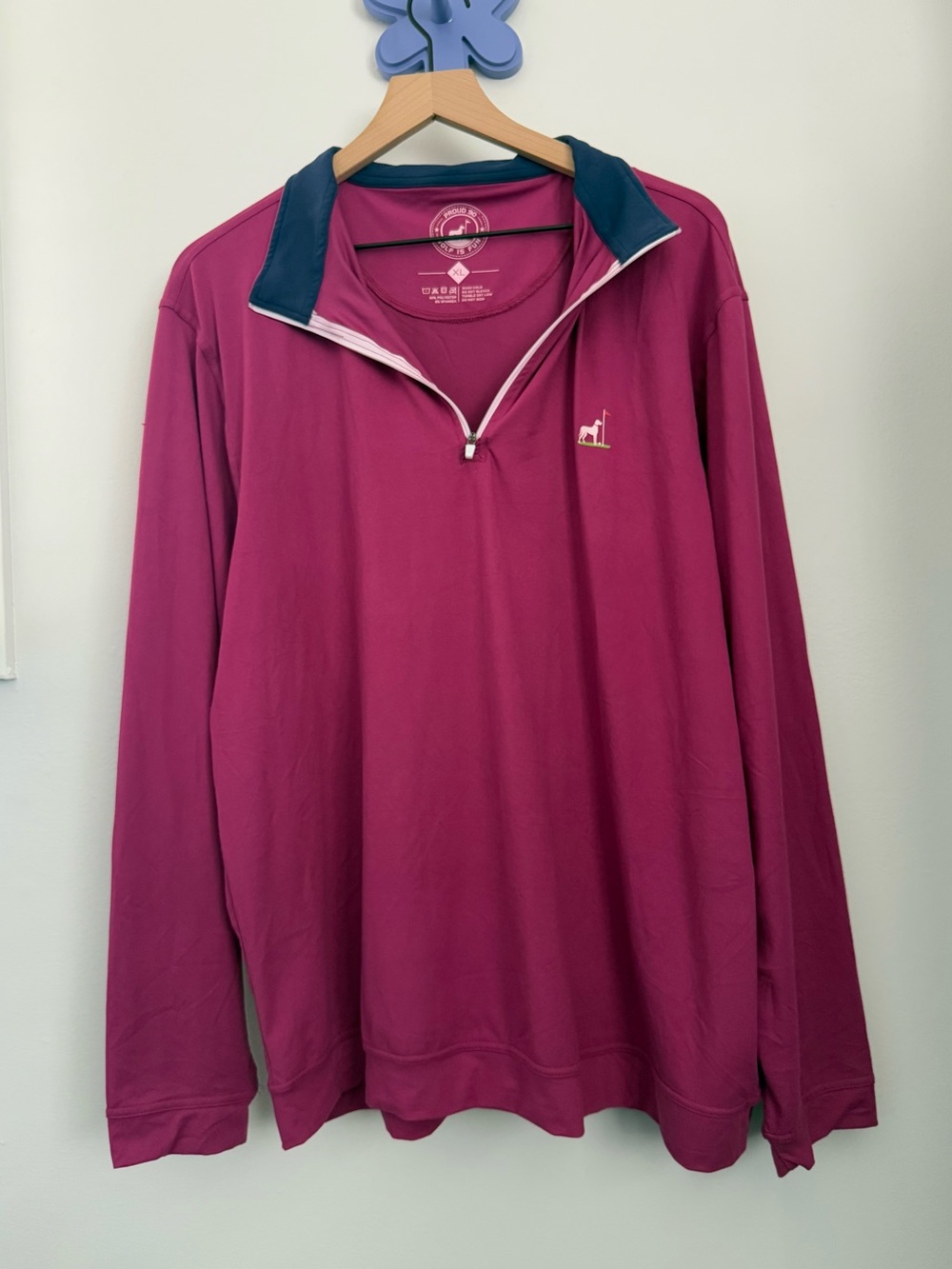 Proud 90 Golf is Fun Men’s XL Quarter Zip Pullover Magenta Golf Athletic Outdoor